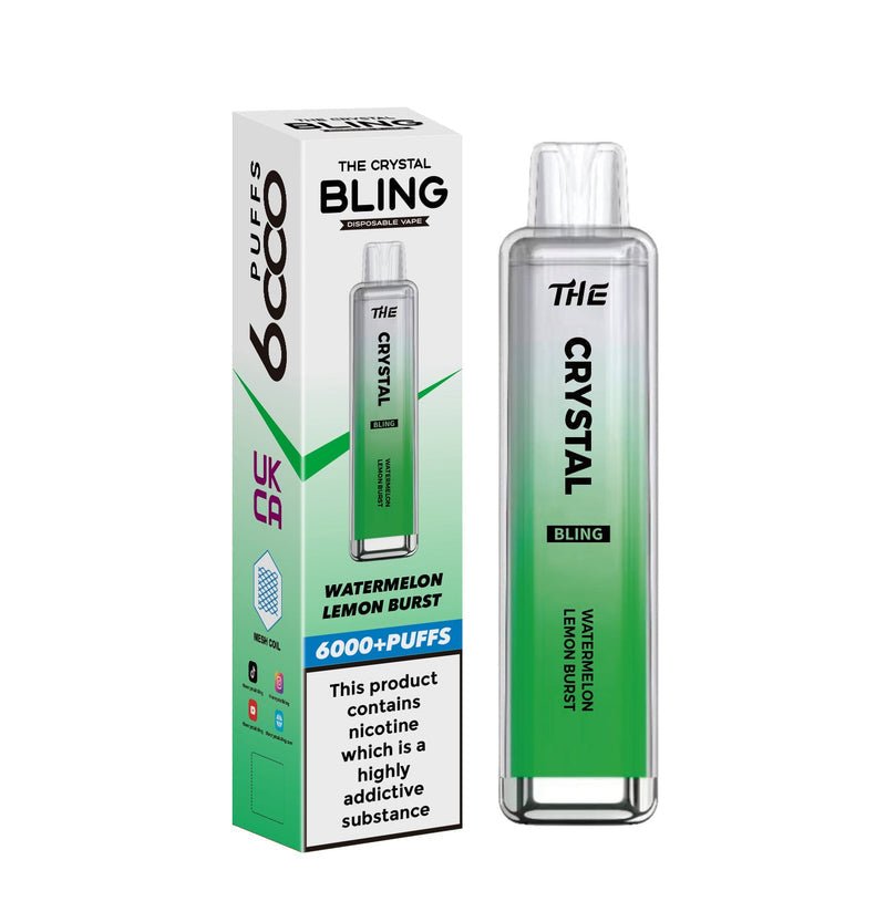 The Crystal Bling 6000 Prefilled Pod Vape - Box of 10 Watermelon Lemon Burst ( £14.99 )
