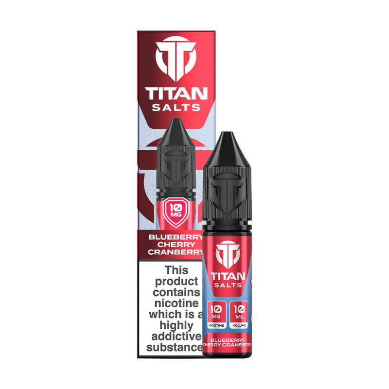 Titan Nic Salts 10ml E - liquids Pack of 10 Blueberry Cherry Cranberry