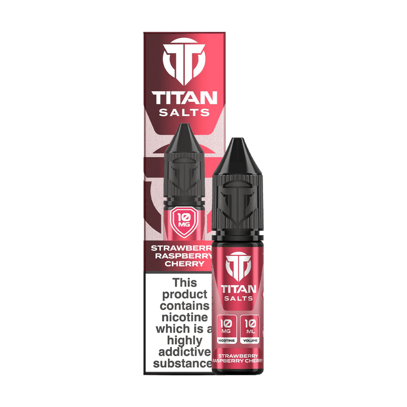 Titan Nic Salts 10ml E - liquids Pack of 10 Strawberry Raspberry Cherry