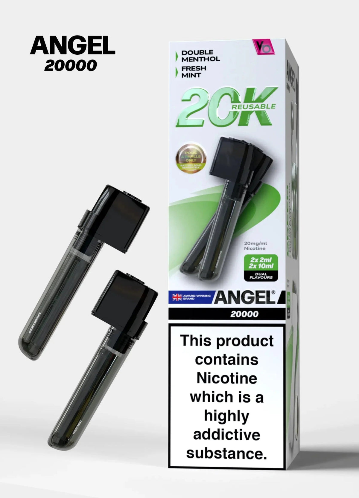 Vapes Bars Angel 20000 Vape Pods Pack of 10 Green Edition