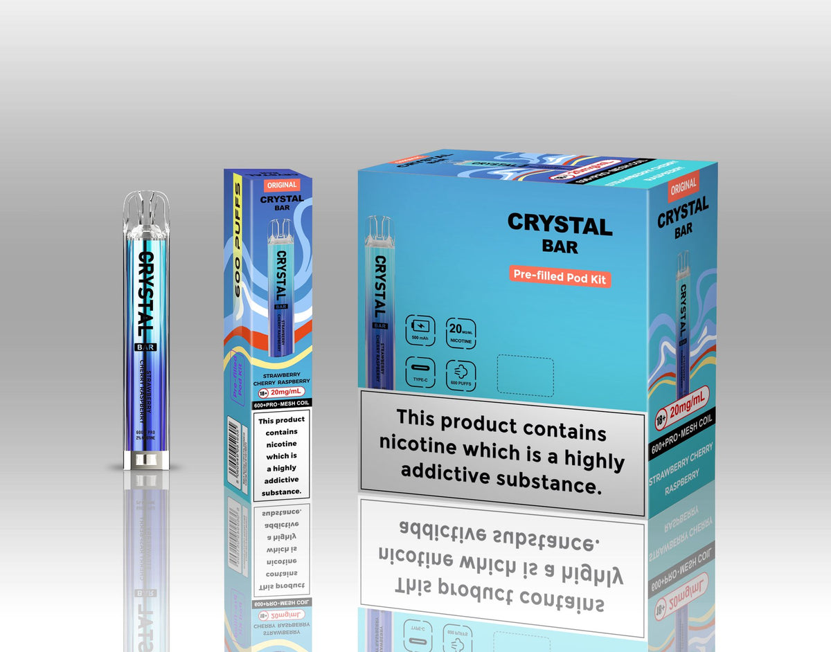 Crystal Bar Original 600 Vape Kit Pack of 10 Blueberry sour raspberry