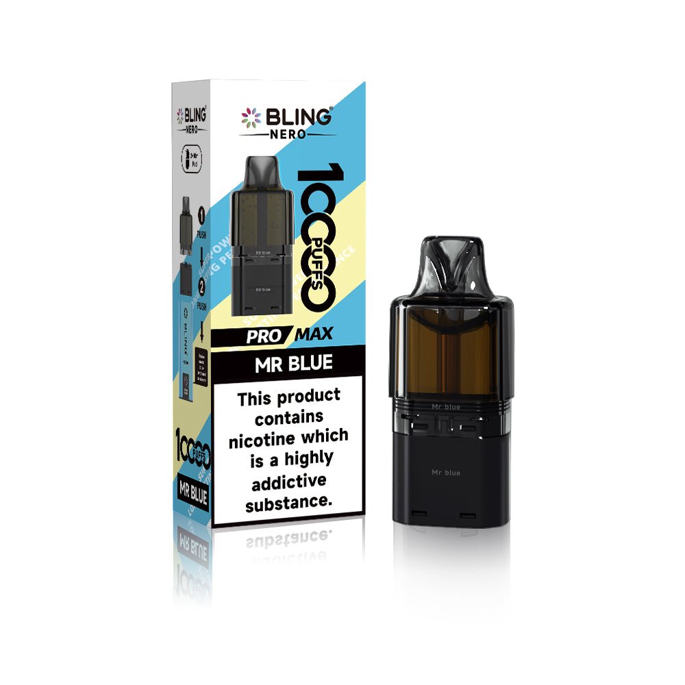 Crystal Bling Nero 10k Prefilled Pods Box of 5 Mr Blue