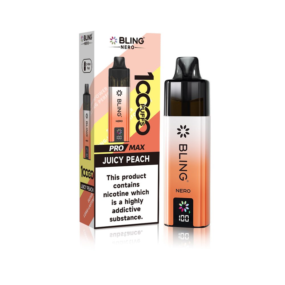 Crystal Bling Nero 10k Vape Kit Box of 5 Juicy Peach