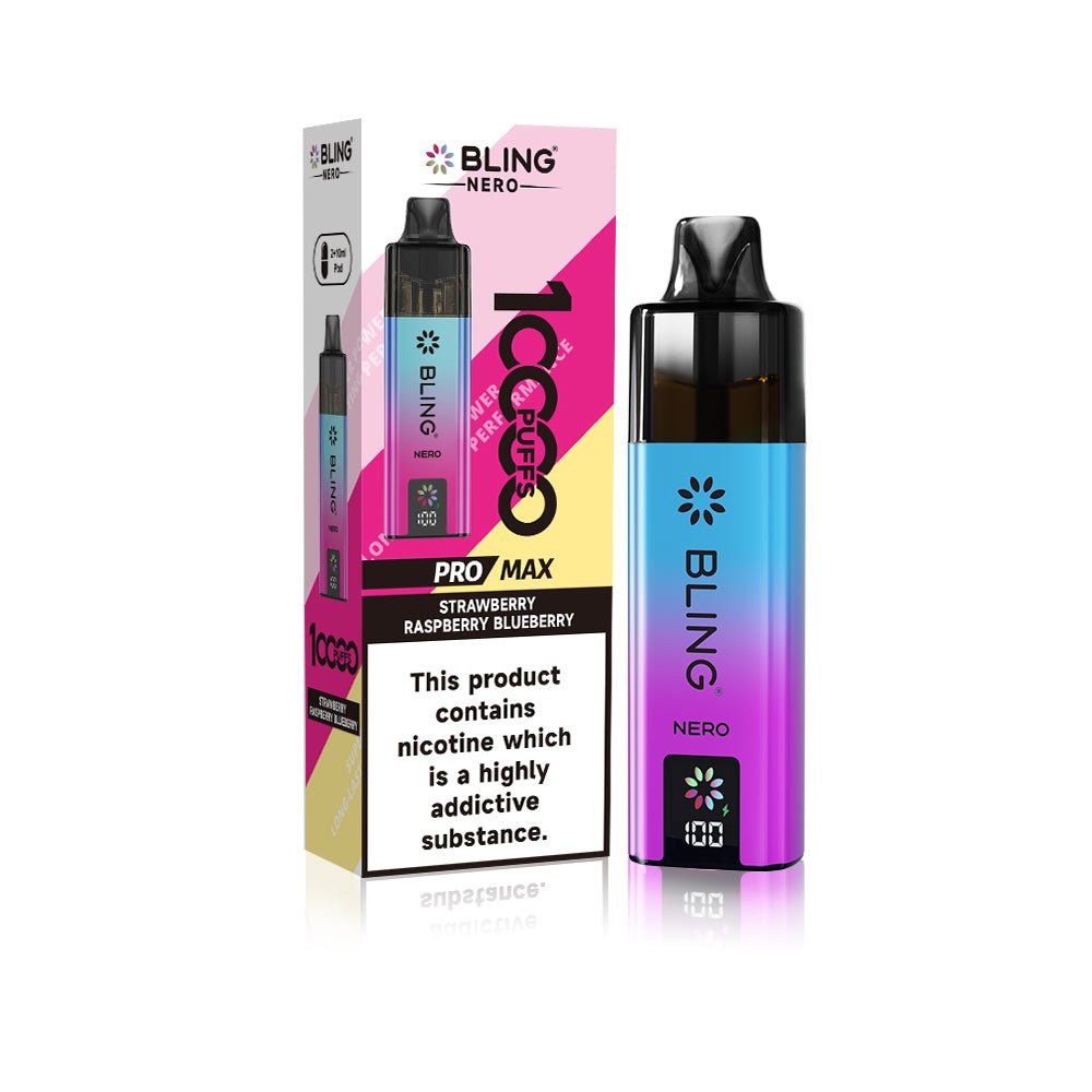 Crystal Bling Nero 10k Vape Kit Box of 5 Strawberry Raspberry Blueberry