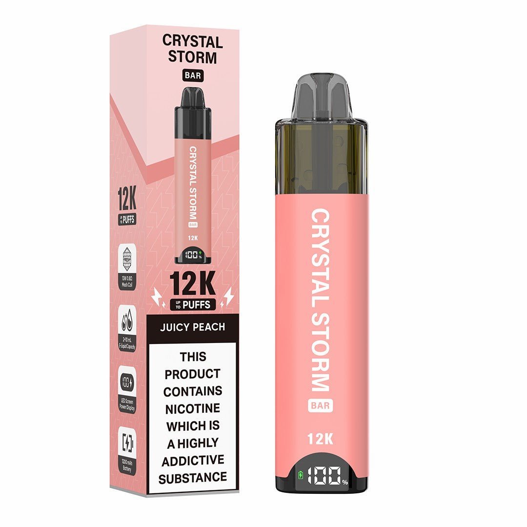 Crystal Storm Bar 12k Vape Kit Box of 5 Juicy Peach