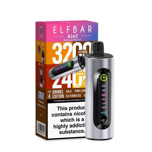 Elf Bar 4 - in - 1 3200 Prefilled Pod Kit Box of 5 - Bulk Vape Wholesale