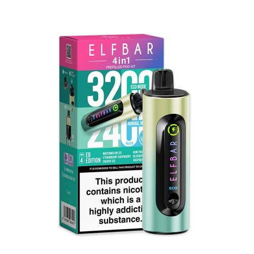 Elf Bar 4 - in - 1 3200 Prefilled Pod Kit Box of 5 - Bulk Vape Wholesale