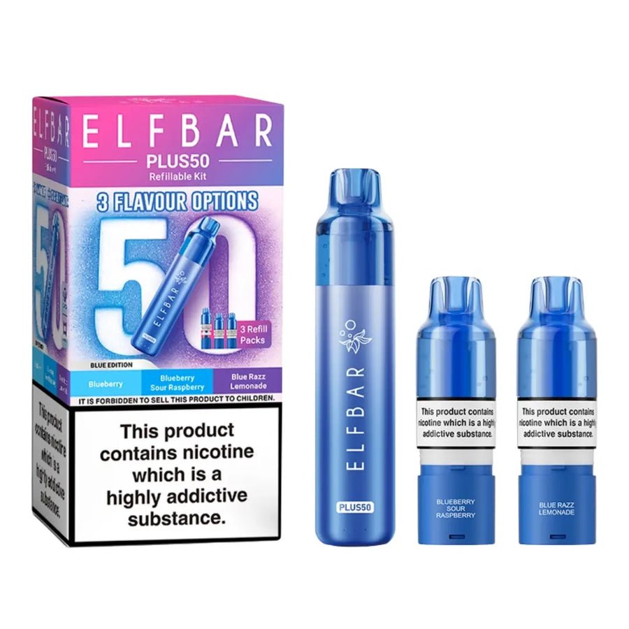 Elf Bar Plus 50 Vape Kit ( Box of 5) Blue Edition