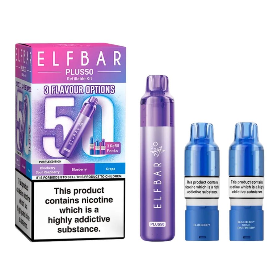 Elf Bar Plus 50 Vape Kit ( Box of 5) Purple Edition