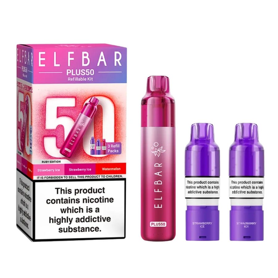 Elf Bar Plus 50 Vape Kit ( Box of 5) Ruby Edition