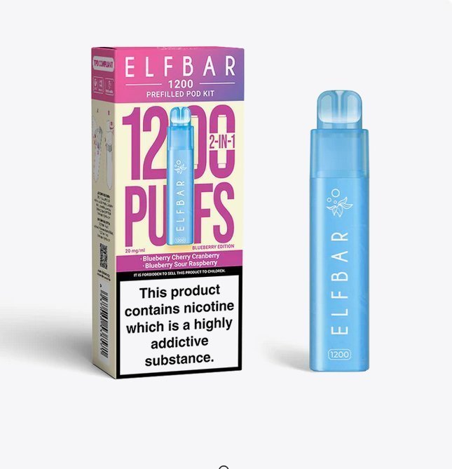 Elfbar 1200 Puffs 2 in 1 Prefilled Pod Kit Pack of 5 Blueberry Edition