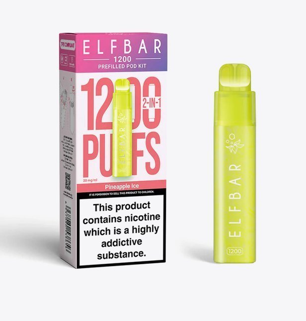 Elfbar 1200 Puffs 2 in 1 Prefilled Pod Kit Pack of 5 Pineapple Ice