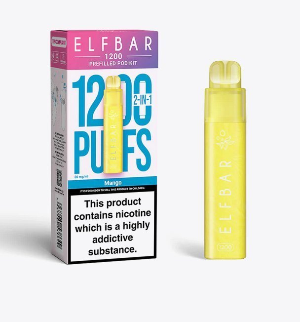 Elfbar 1200 Puffs 2 in 1 Prefilled Pod Kit Pack of 5 Mango