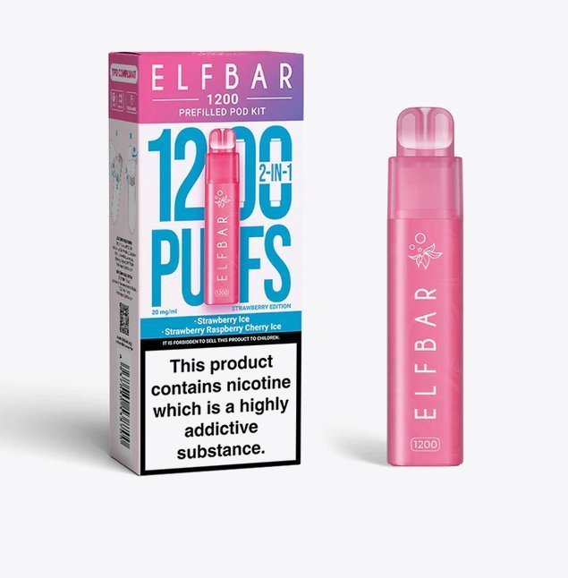 Elfbar 1200 Puffs 2 in 1 Prefilled Pod Kit Pack of 5 Strawberry Edition