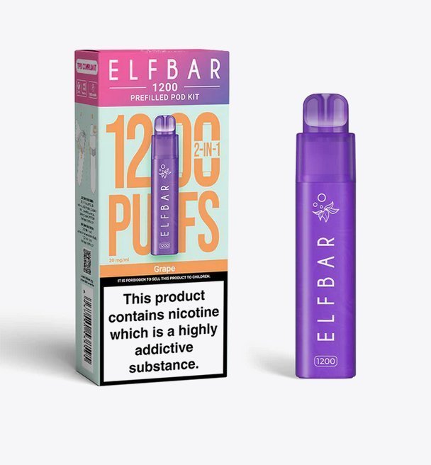 Elfbar 1200 Puffs 2 in 1 Prefilled Pod Kit Pack of 5 Grape