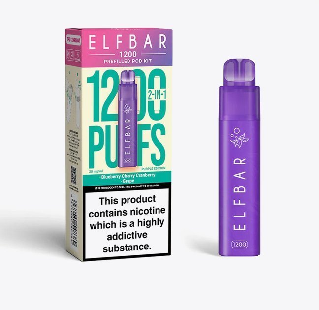 Elfbar 1200 Puffs 2 in 1 Prefilled Pod Kit Pack of 5 Purple Edition
