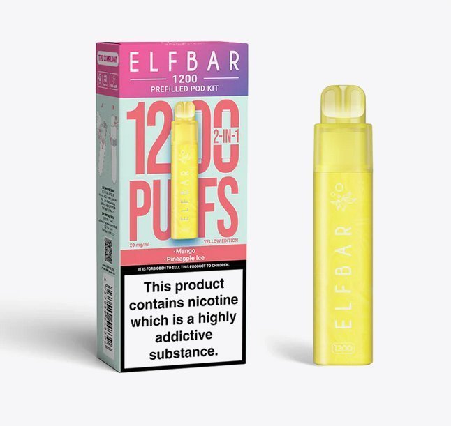 Elfbar 1200 Puffs 2 in 1 Prefilled Pod Kit Pack of 5 Yellow Edition