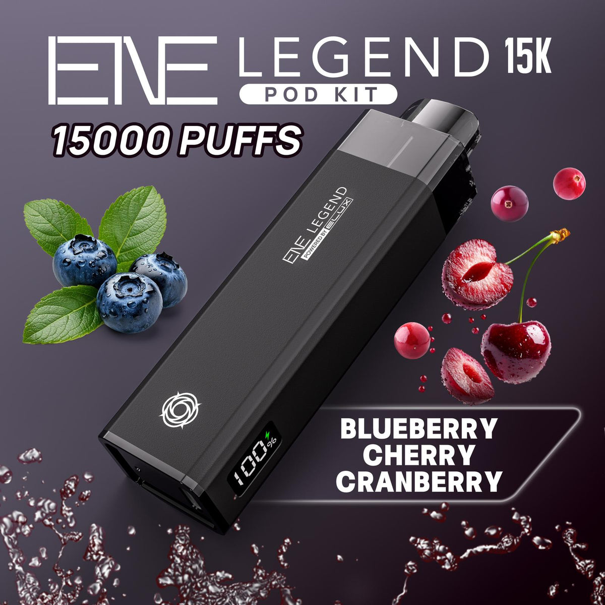 Elux ENE Legend 15k Vape Pod Kit Box of 5 Blueberry Cherry Cranberry