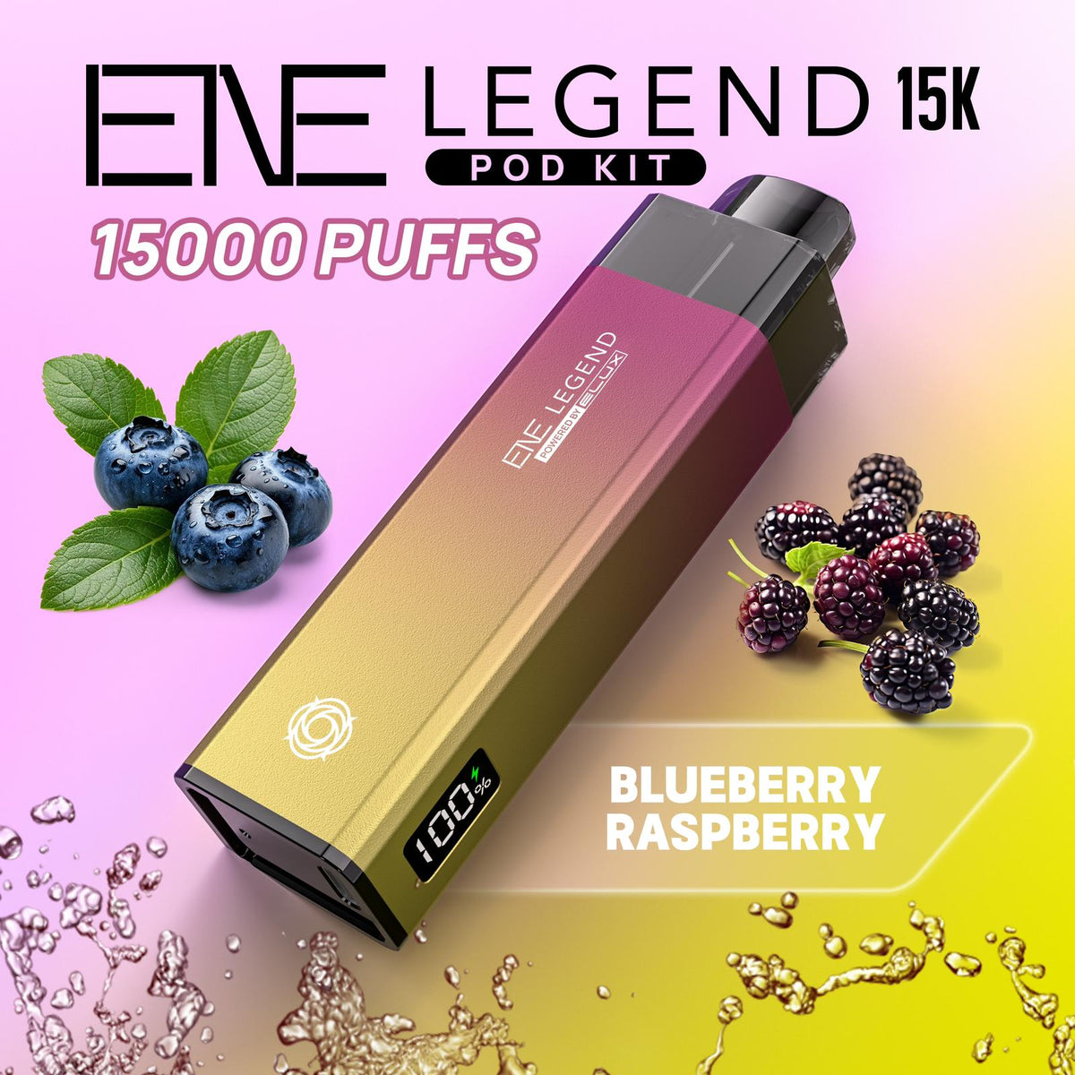 Elux ENE Legend 15k Vape Pod Kit Box of 5 Blueberry Raspberry