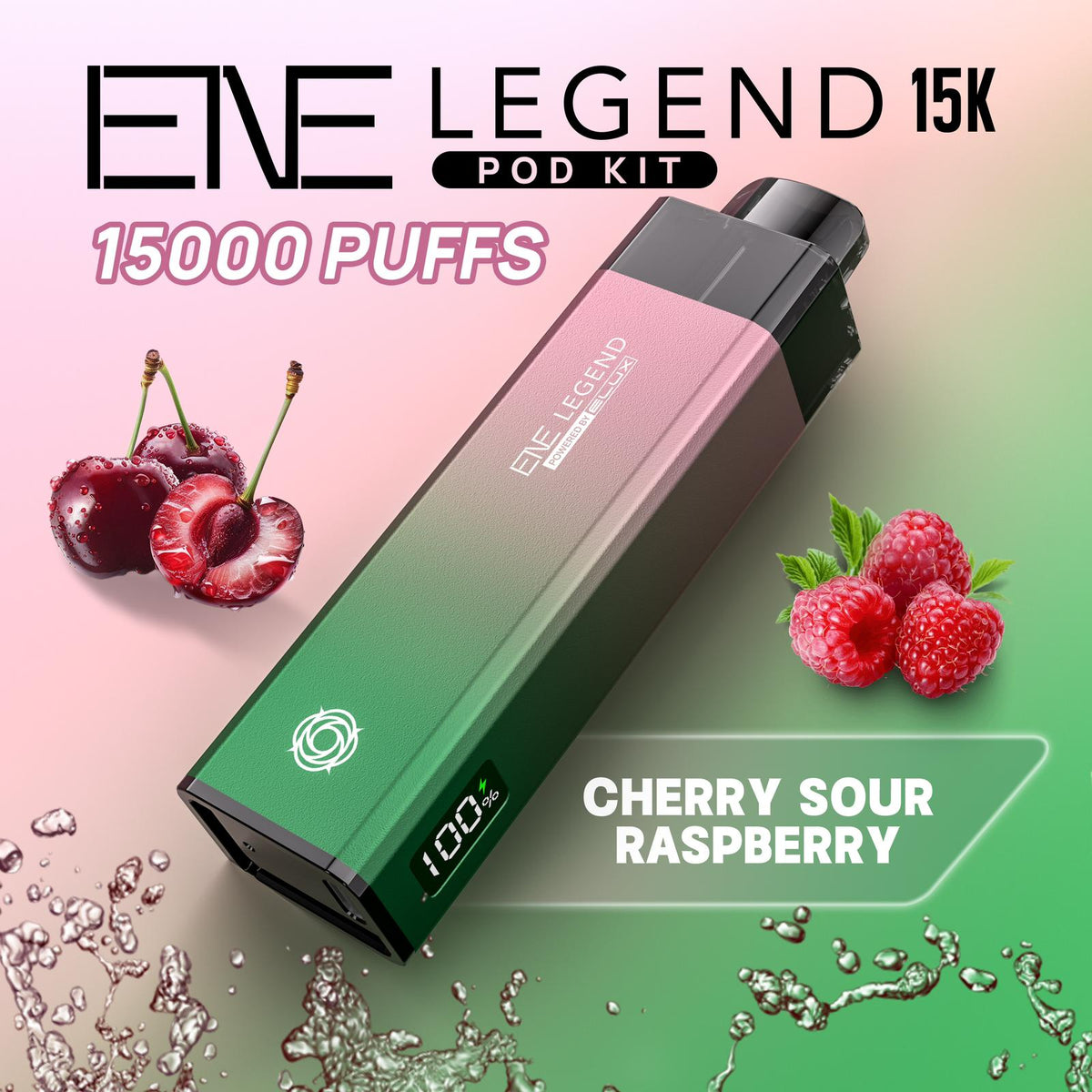 Elux ENE Legend 15k Vape Pod Kit Box of 5 Cherry Sour Raspberry