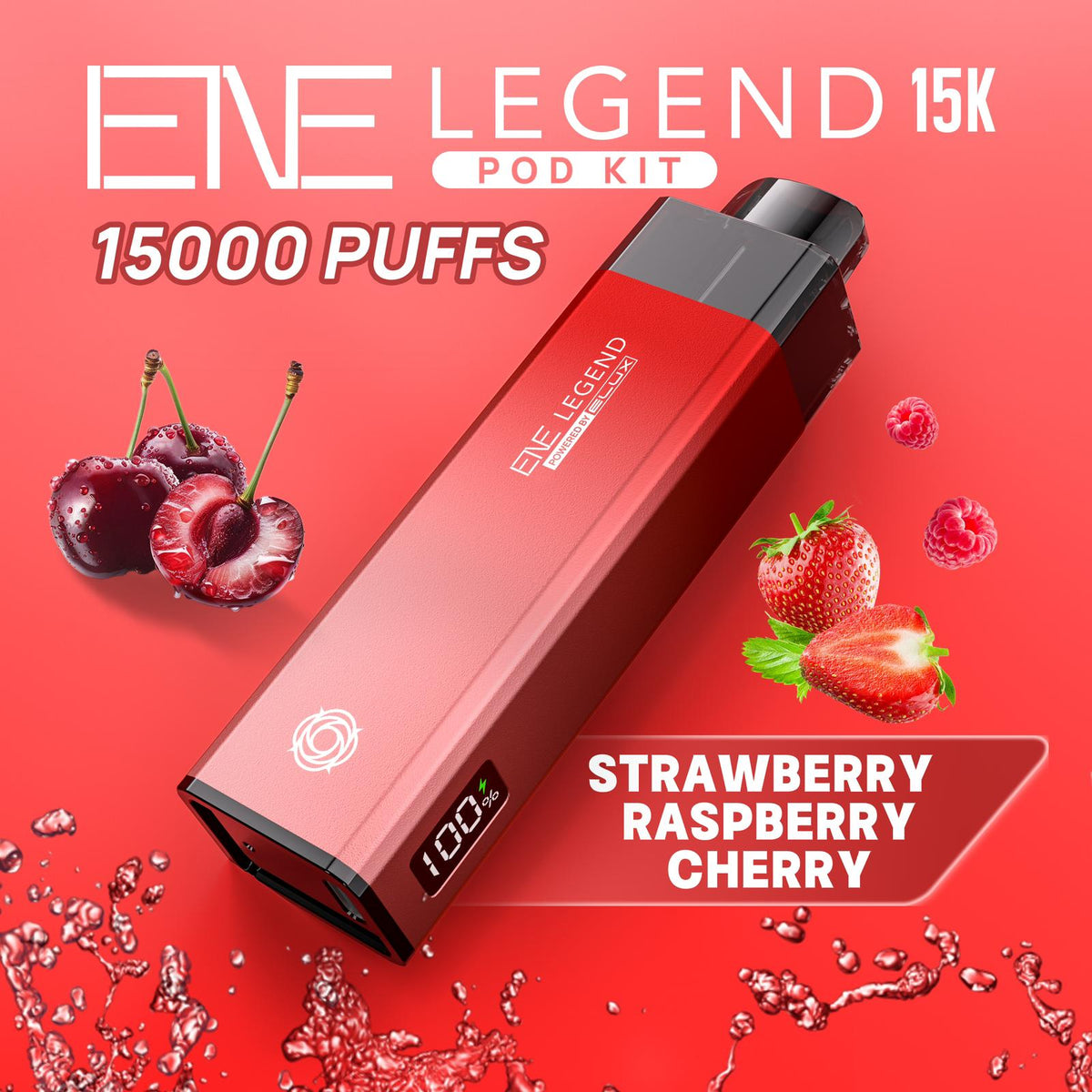 Elux ENE Legend 15k Vape Pod Kit Box of 5 Strawberry Raspberry Cherry Ice