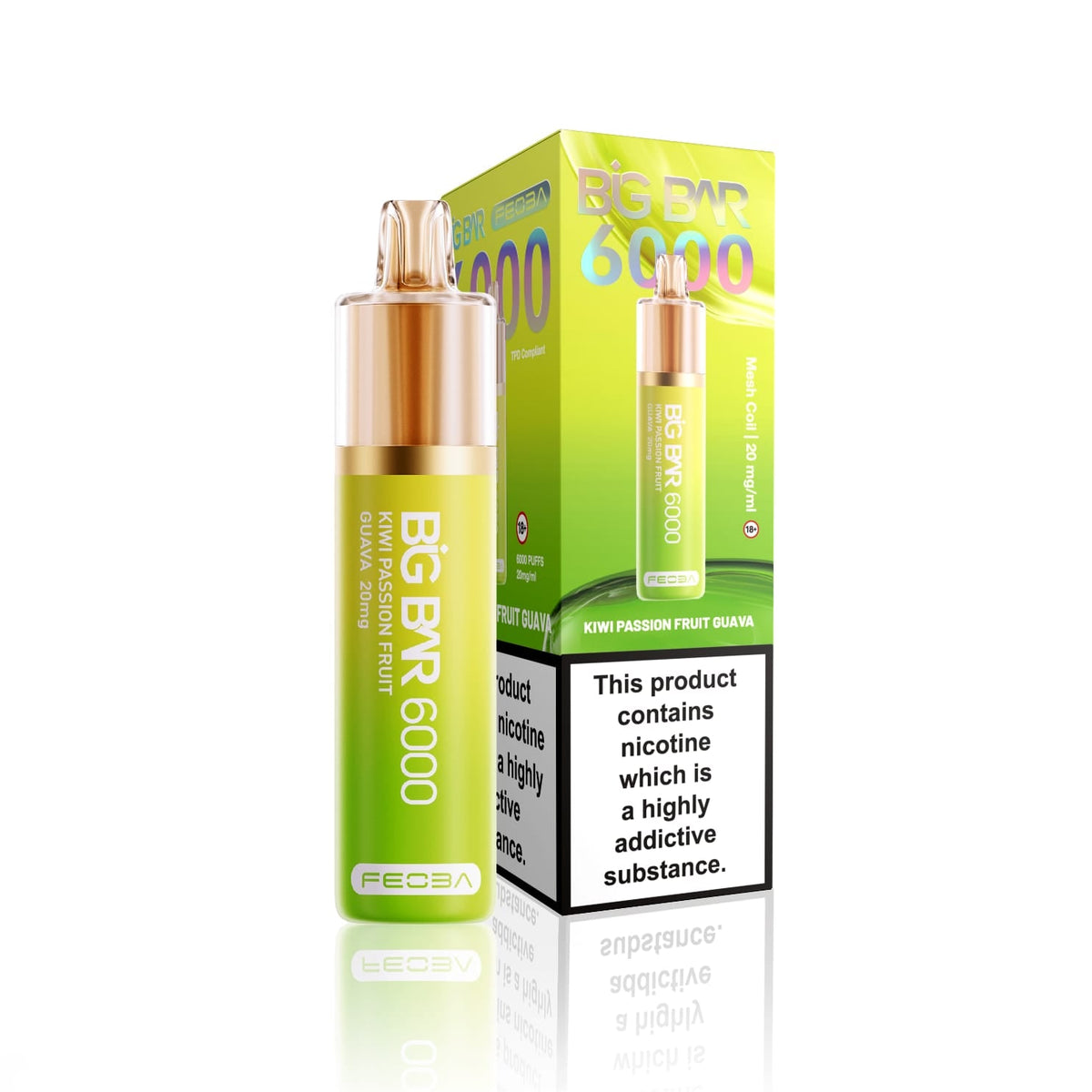 Feoba Big Bar 6000 Puffs Disposable Vape (Box of 5) Kiwi Passion Fruit Guava