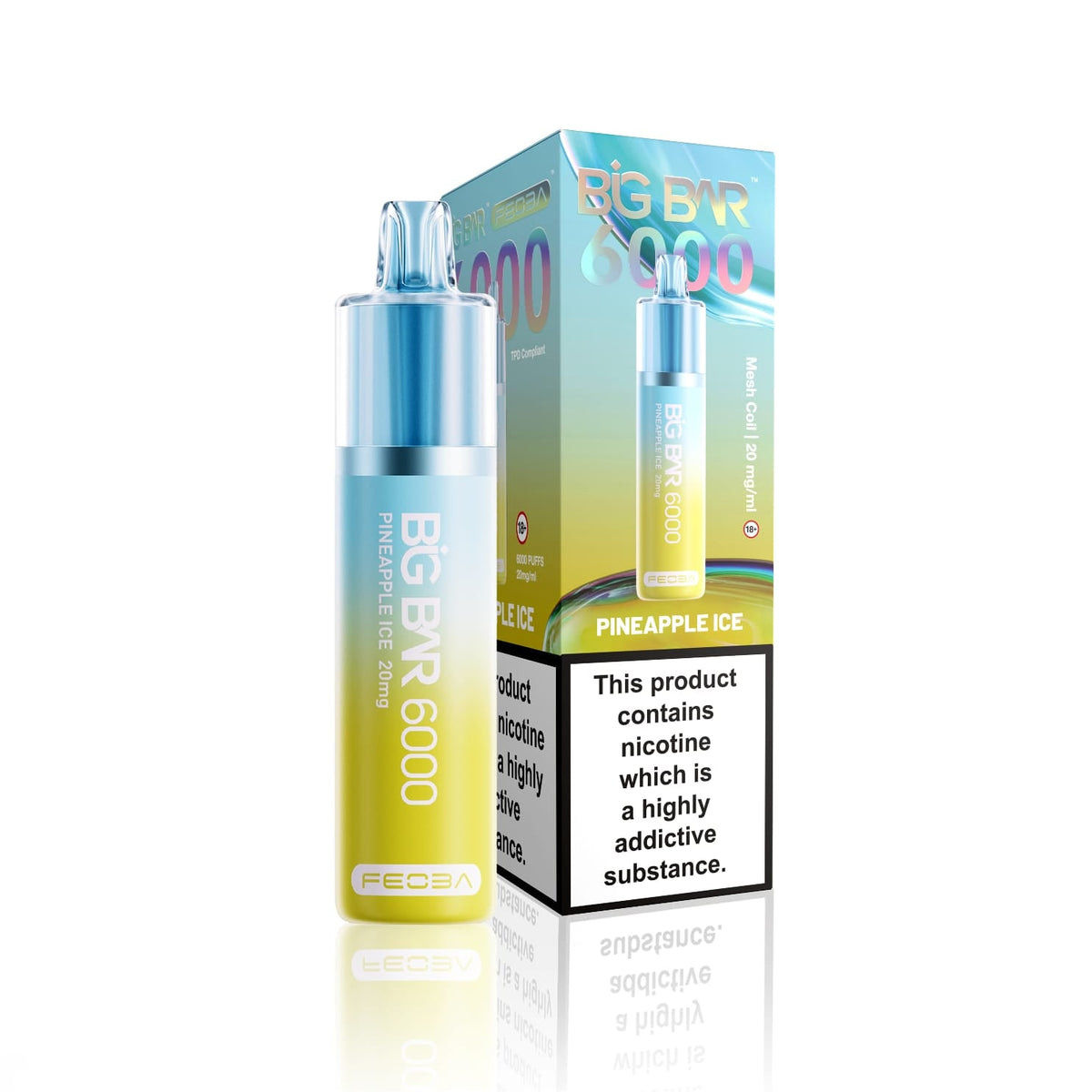 Feoba Big Bar 6000 Puffs Disposable Vape (Box of 5) Pineapple Ice