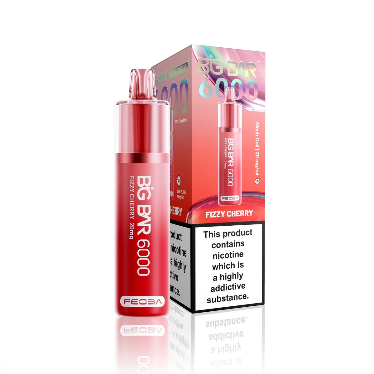 Feoba Big Bar 6000 Puffs Disposable Vape (Box of 5) Fizzy Cherry