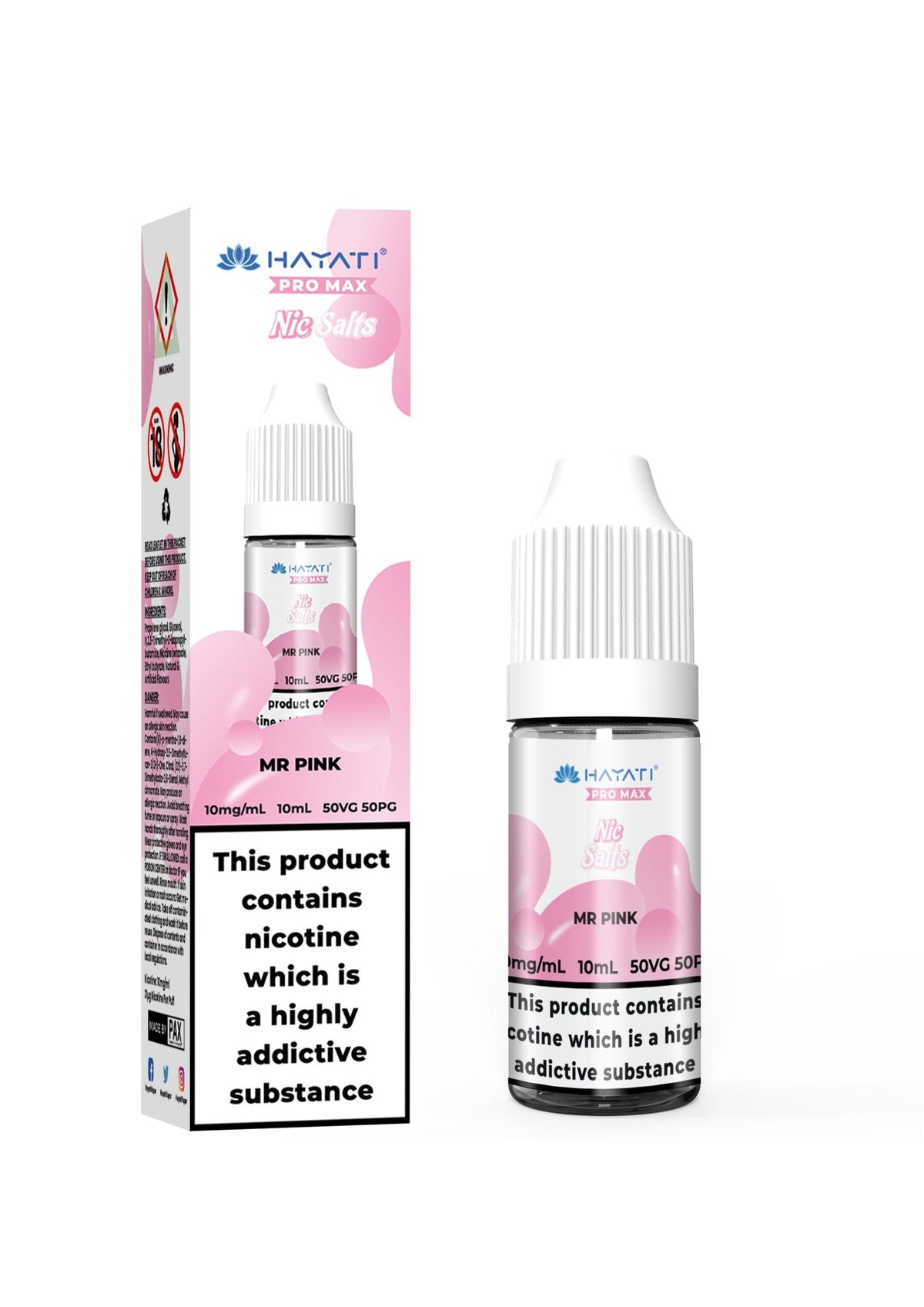 Hayati Crystal Pro Max Nic Salts 10ml E - Liquid - Box of 10 Mr Pink