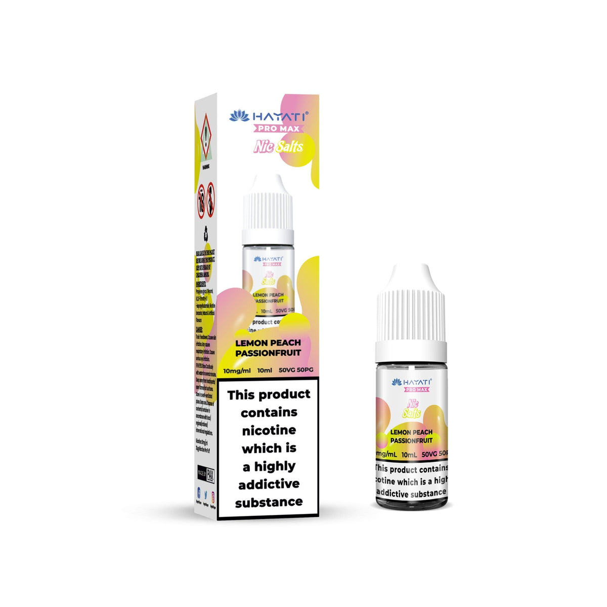 Hayati Crystal Pro Max Nic Salts 10ml E - Liquid - Box of 10 Lemon Peach Passionfruit