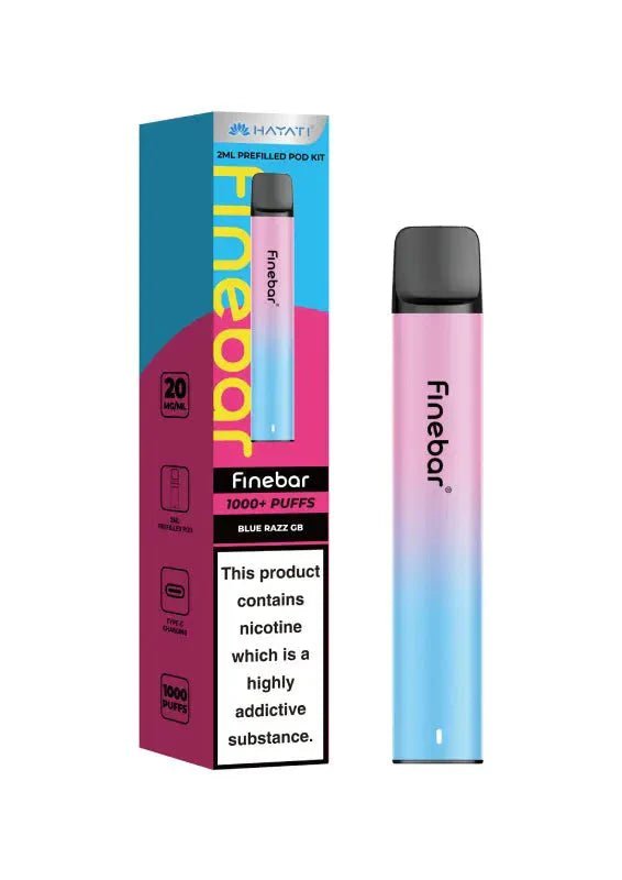 Hayati Finebar 1000 Prefilled Pod Kit Box of 5 Blue Razz GB