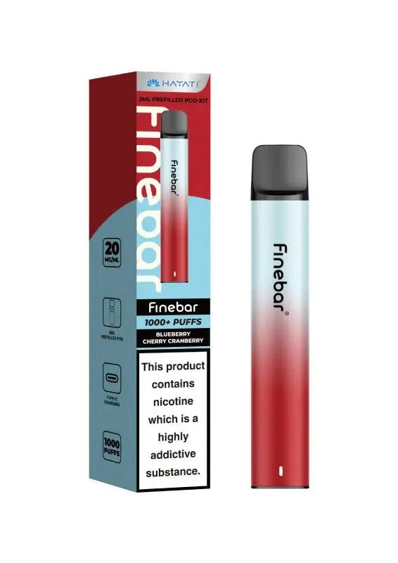 Hayati Finebar 1000 Prefilled Pod Kit Box of 5 Blueberry Cherry Cranberry