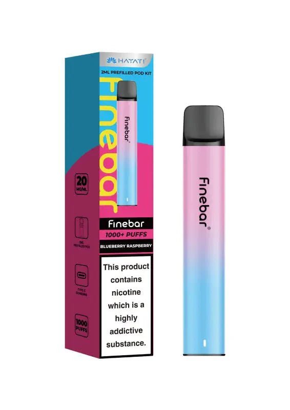 Hayati Finebar 1000 Prefilled Pod Kit Box of 5 Blueberry Raspberry