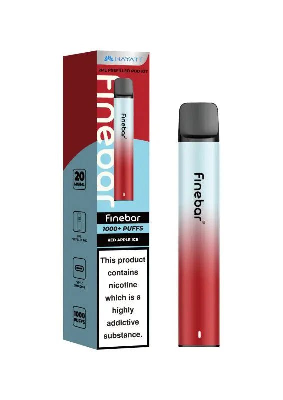 Hayati Finebar 1000 Prefilled Pod Kit Box of 5 Red Apple Ice