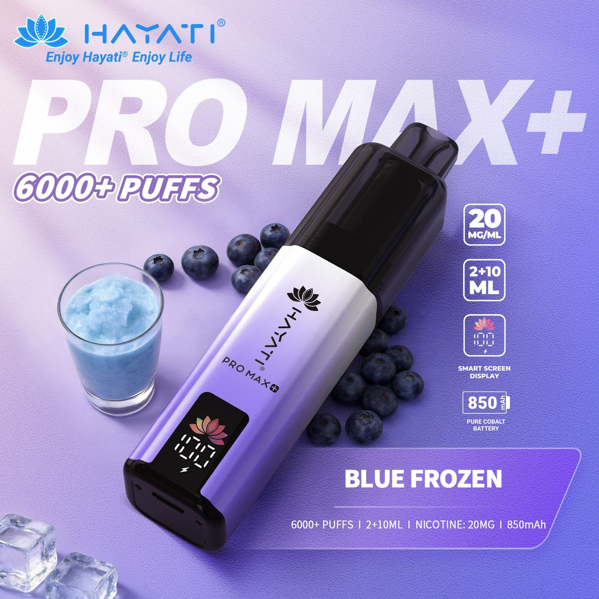 Hayati Pro Max+ 6000 Puffs Prefilled Pod Vape Kit Box of 5 Blue Frozen *New*