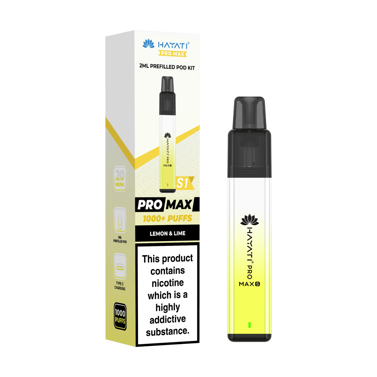 Hayati Pro Max S1 Vape Kit Box of 10 Lemon Lime
