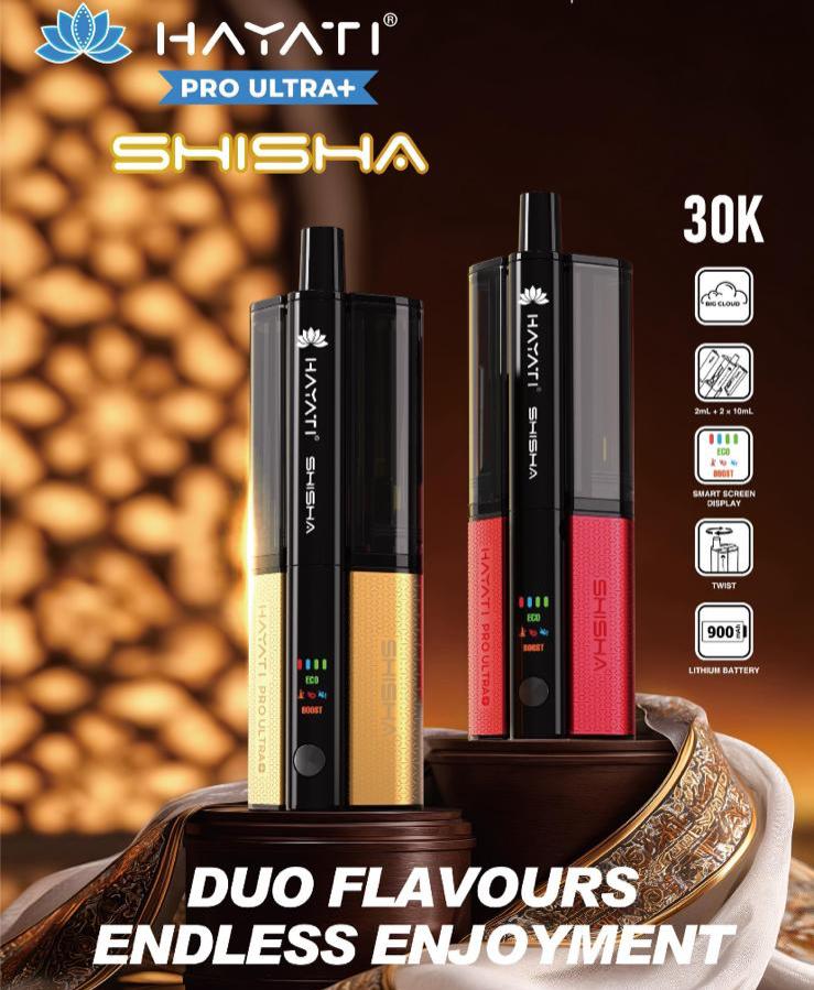 Hayati Pro Ultra Plus Shisha 30k Vape Kit Box of 5 Double Apple/Double Apple