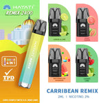 Hayati Remix 2400 Puffs 4 in 1 Prefilled Pod Vape Kit Box of 5 Carribean Remix