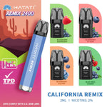 Hayati Remix 2400 Puffs 4 in 1 Prefilled Pod Vape Kit Box of 5 California Remix