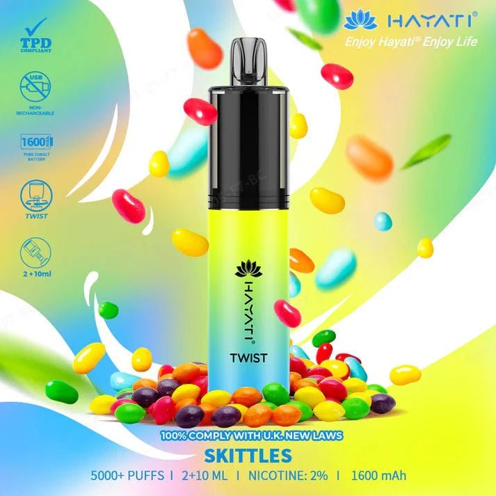 Hayati Twist 5000 Puffs Disposable Vape Box of 5 Skittles