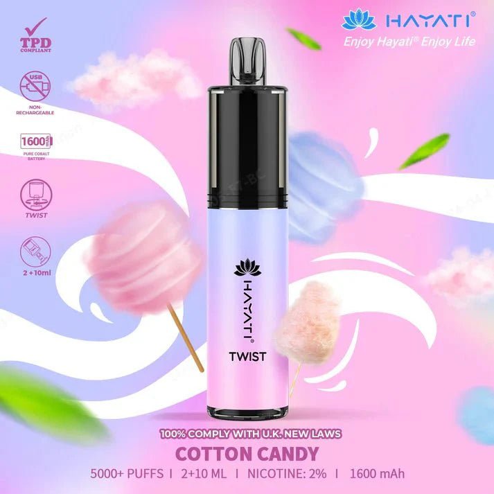 Hayati Twist 5000 Puffs Disposable Vape Box of 5 Cotton Candy