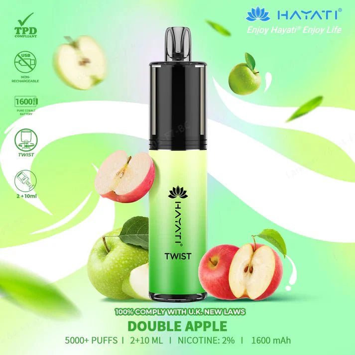 Hayati Twist 5000 Puffs Disposable Vape Box of 5 Double Apple