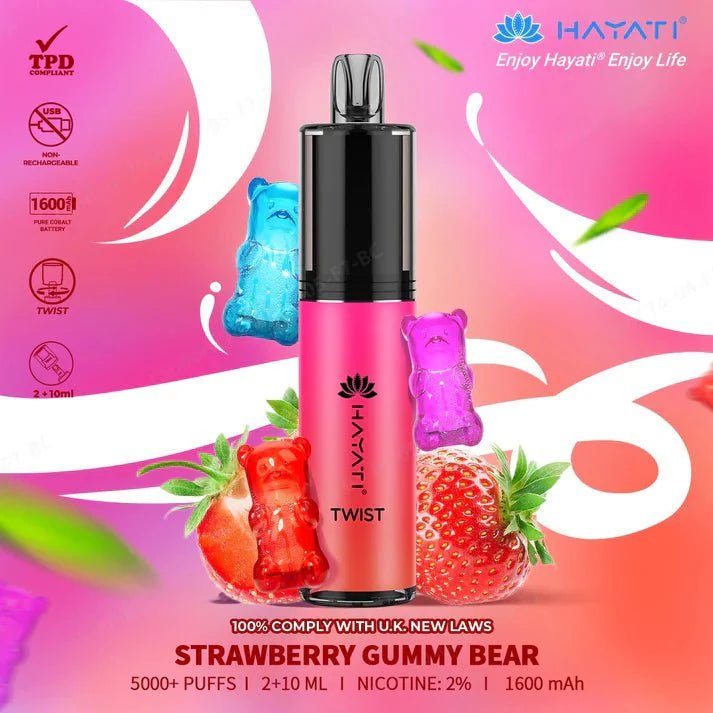 Hayati Twist 5000 Puffs Disposable Vape Box of 5 Strawberry Gummy Bear