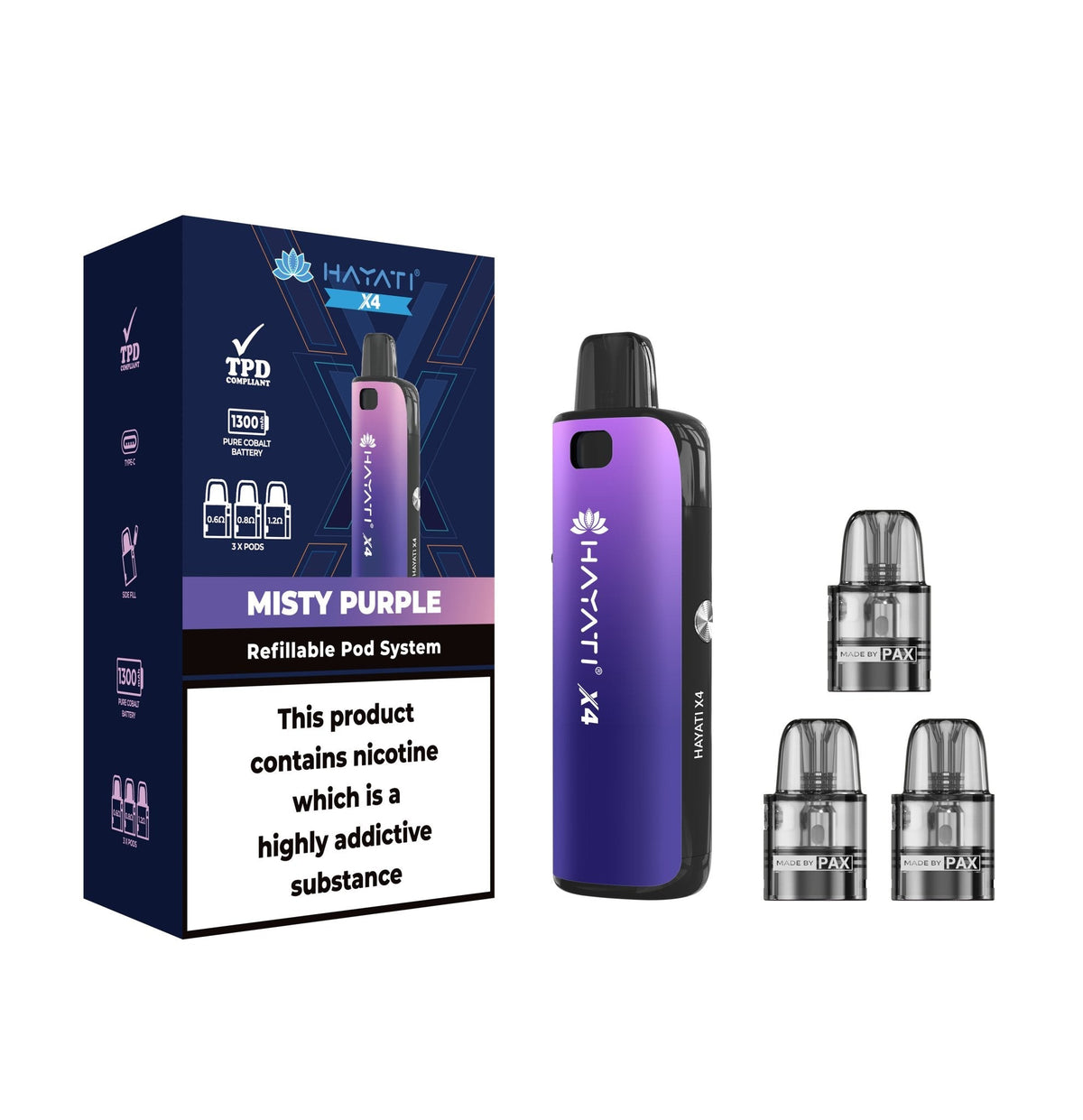 Hayati X4 Refillable Pod System Kit Misty Purple