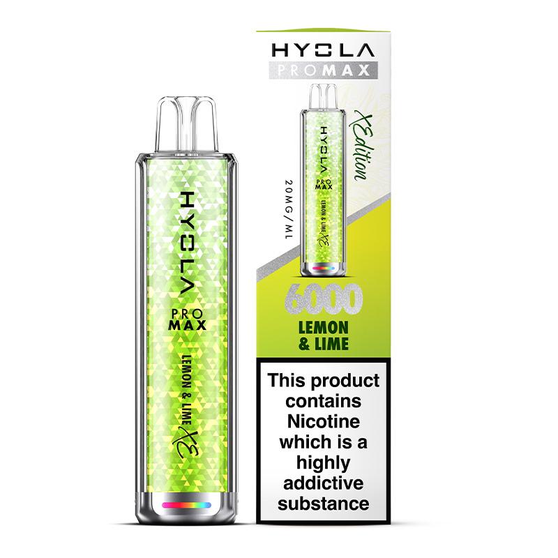 Hyola Pro Max 6000 Puffs Disposable Vape Box of 10 Lemon Blue Lime
