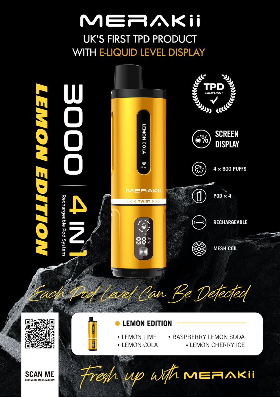 Merakii 3000 Prefilled Pod Vape 4 in 1 Edition - Box of 5 Ice Edition (4 in 1)