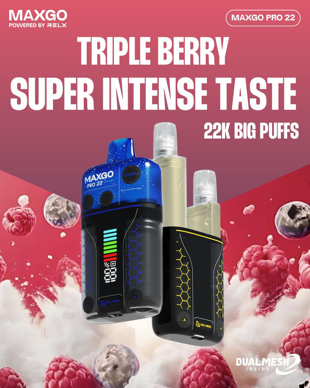RELX Maxgo 22k Prefilled Pod Vape Kit Box of 5 Triple Berry