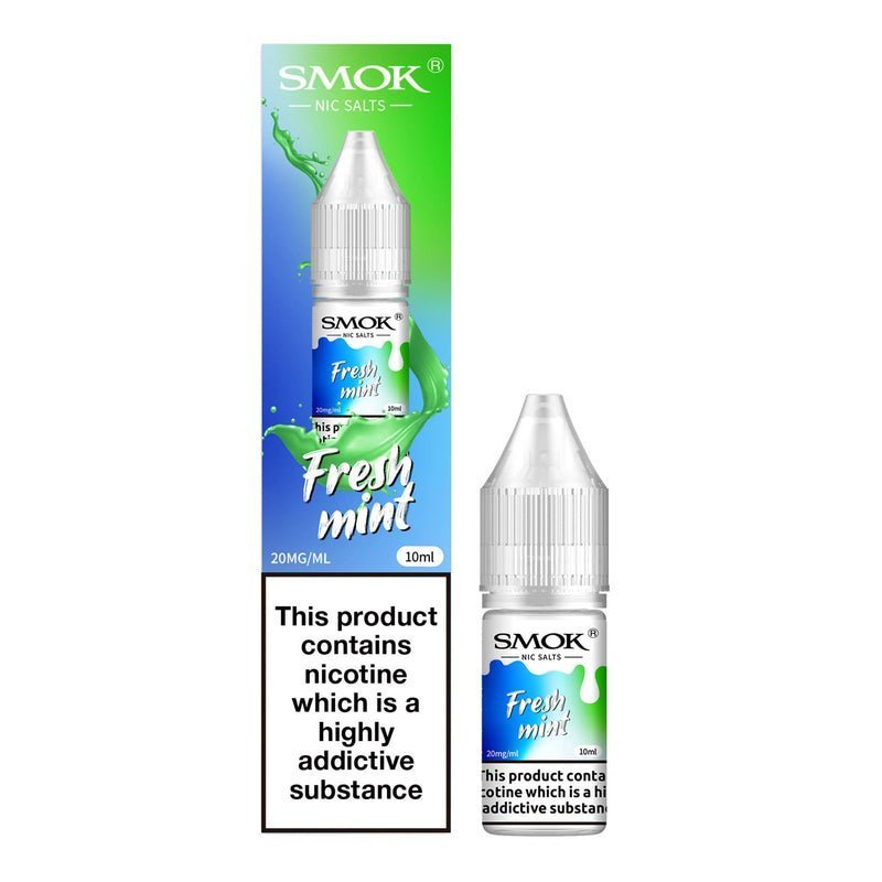 Smok Nic Salts 10ml E - liquids Box of 10 Fresh Mint