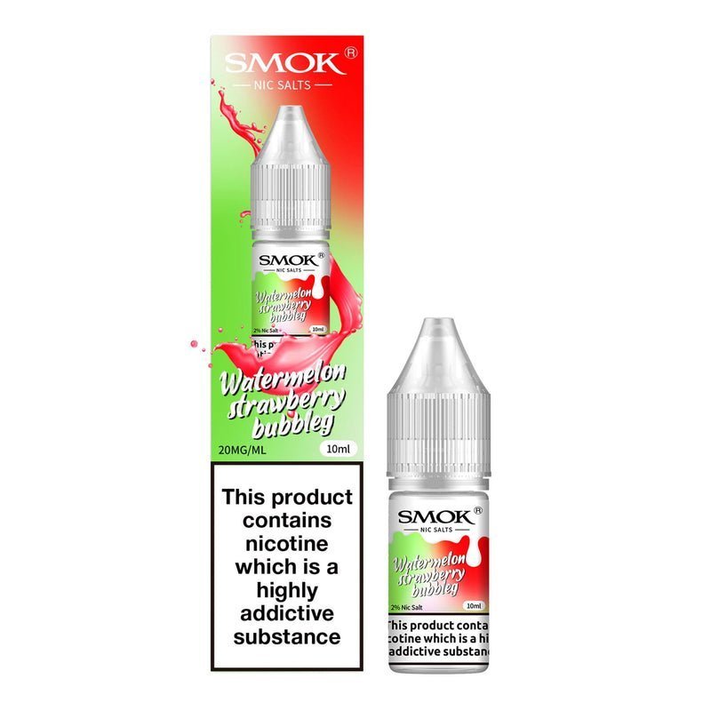 Smok Nic Salts 10ml E - liquids Box of 10 Watermelon Strawberry Bubbly