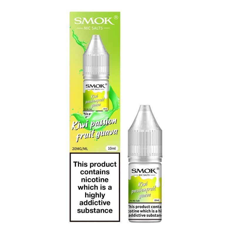 Smok Nic Salts 10ml E - liquids Box of 10 Kiwi Passion Fruit Guava